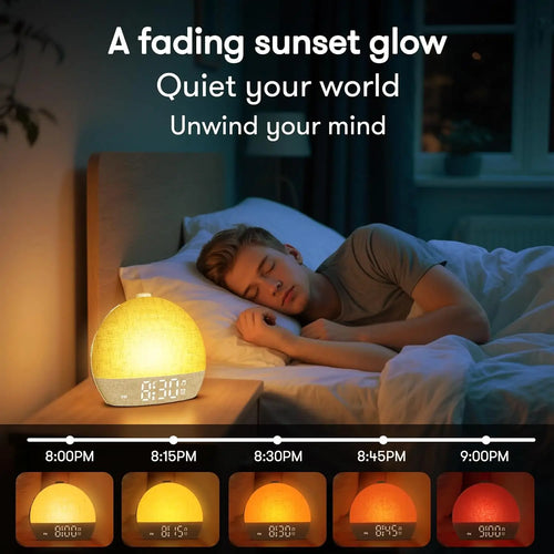 Soléveil Aurore — Réveil simulateur d'aube, habillage aspect tissu