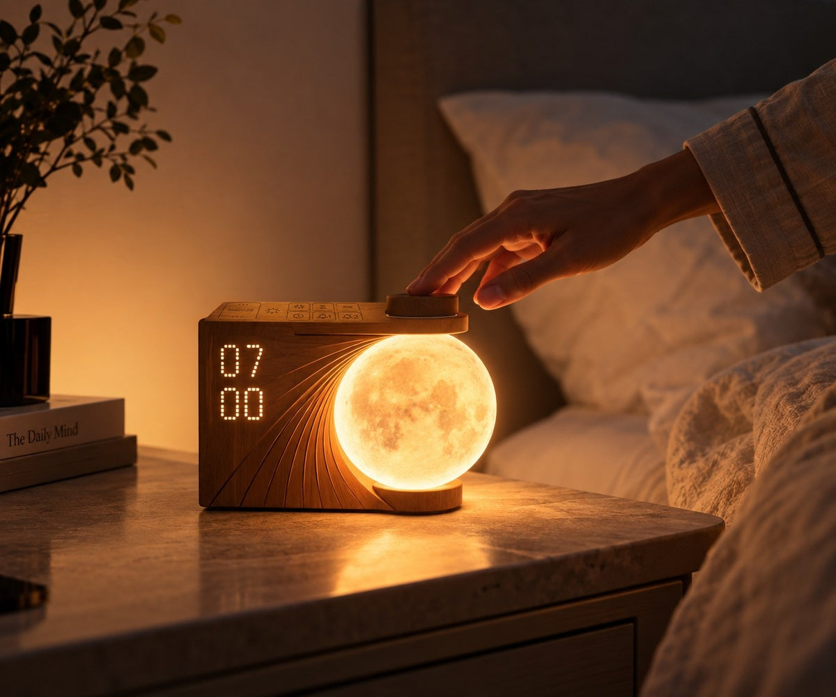 Une main posée sur l'Éclipse, sur une table de chevet
